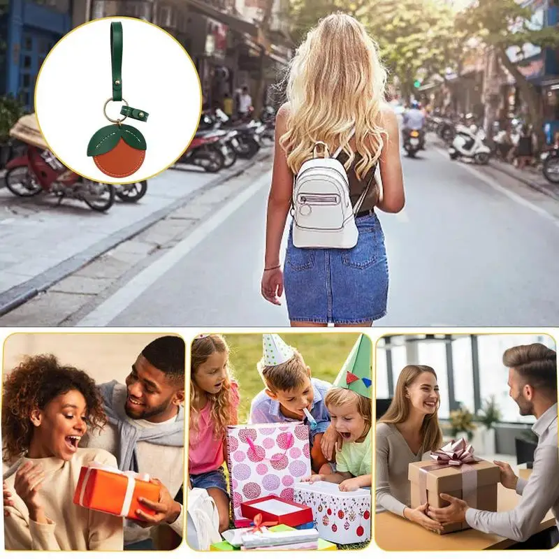 LLavero de cuero con forma de fruta para mujer, tarjetero de PU, llaveros novedosos, Moda Para billetera, cinturón, bolso escolar