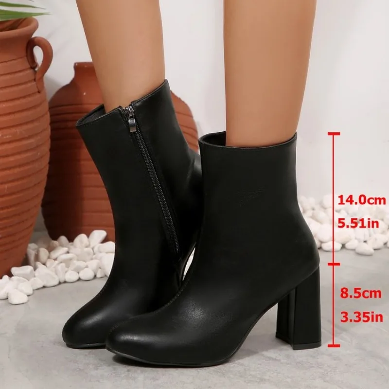 

Women's Ankle Boots Fashion Side Zipper Short Boots for Women Pointed Toe High Heels High Quality Leather Women Boots Size 35 42