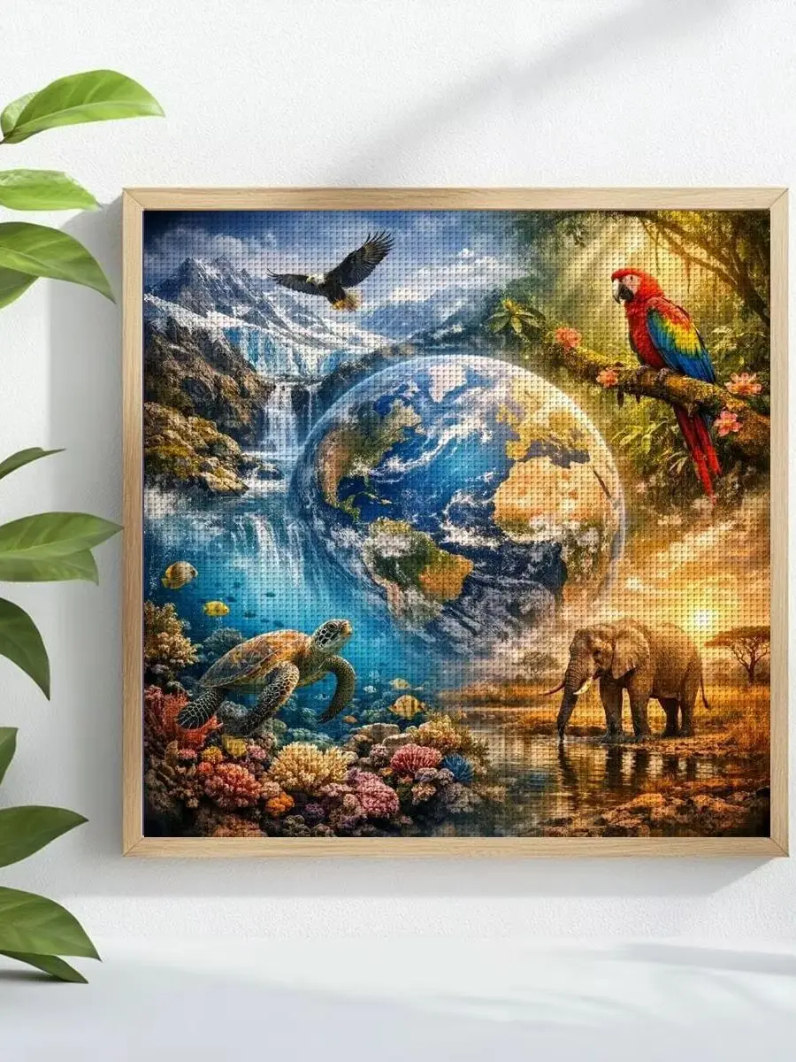 1 Stück 30x30 cm/11,8 Zoll Tierwelt Gestempeltes Kreuzstich-Set DIY-Kit 11/14/16CT DIY-Stickset DIY-Kreuzstich-Set – Detail 1