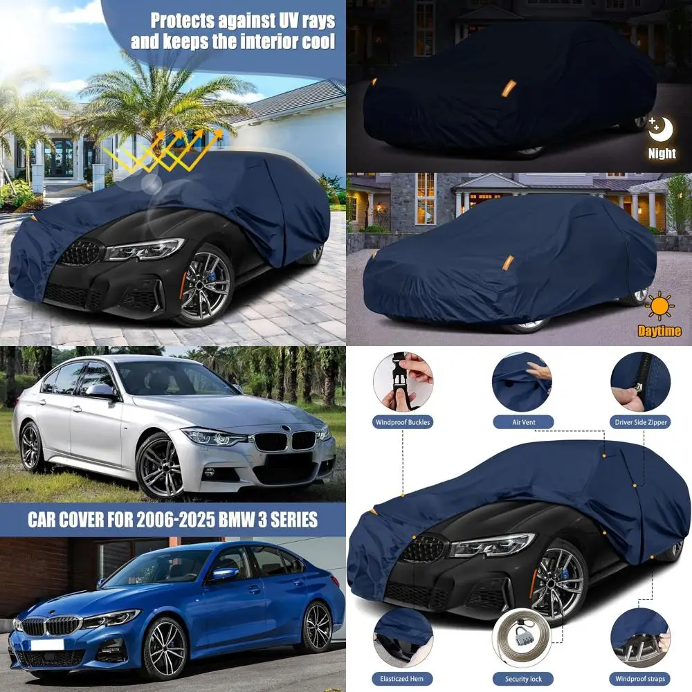 

All-Weather Polyester Car Cover with Zippered Door for 2006-2026 3 Series, Heavy Duty and Windproof, Snow, Rain, Dust Protection