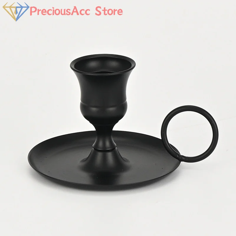 Metal Candle Holder With Handle Desktop Candlestick Adornment Candle Holder Centerpiece Dining Table Wedding Festive Decoration