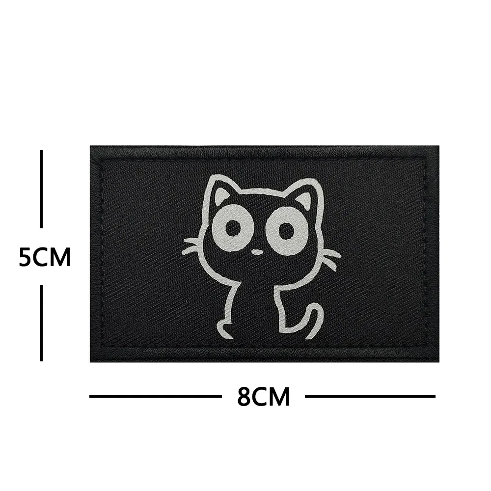 Reflective Cartoon Cat Tactical Patches Cute Cat\' Teryx Hook&Loop Emblem Funny Cat Expression Morale Badge DIY Backpack Stickers