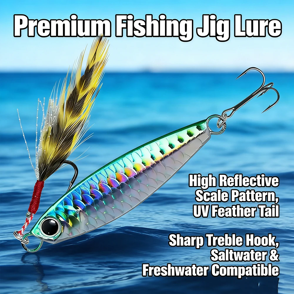 Scaled Jig Lures for Fishing - - Fishing Hook Treble review and price
