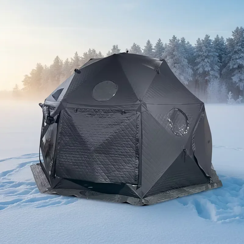 Triple-Layer One Bedroom 6-8 Person Four-Season Waterproof Ice Fishing & Camping Tent with Quick Automatic Opening