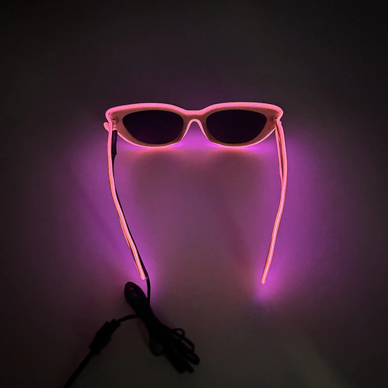 1 pc Pink Neon LED Glasses Costumes Accessory Sunglasses Girls Women Decorative Eyewear Glasses Glow In The Dark Night