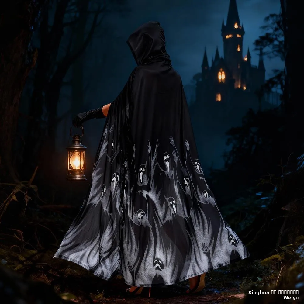 

Новый плащ со скелетом на Хэллоуин, женский костюм Бога Смерти, фильм и ТВ, ролевой сценический костюм, Этническая женская одежда