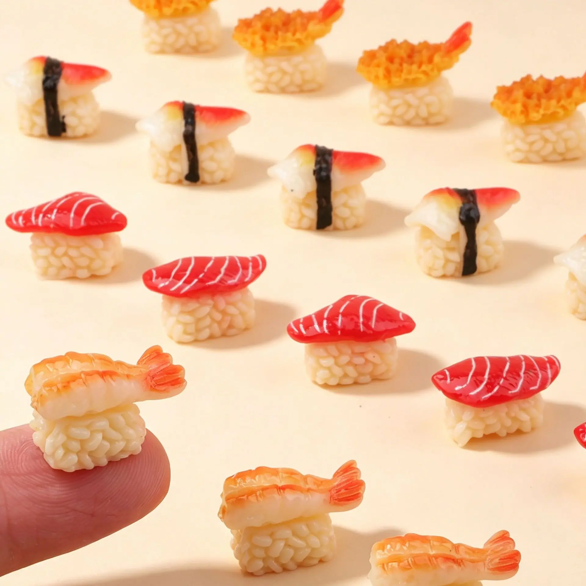 8pcs Mini Sushi Series Hand Roll Rice Ball Realistic Japanese Food Models Miniature Food DIY Resin Craft Accessories Decoration