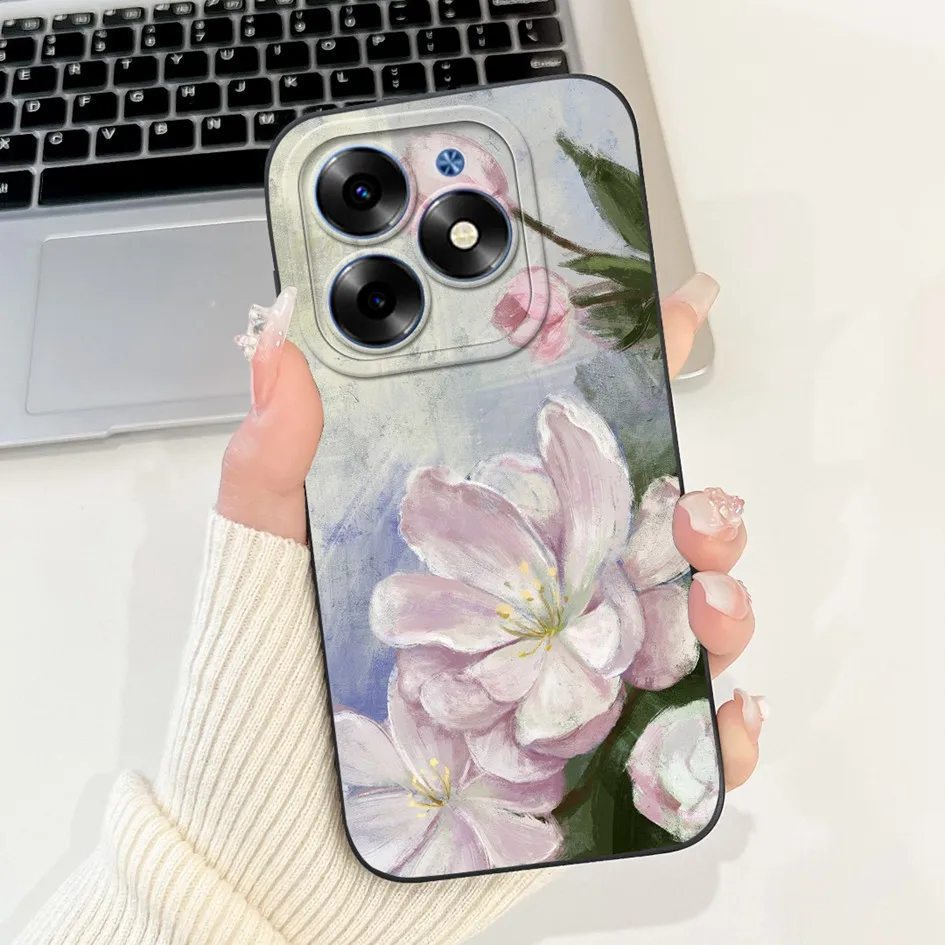 For Infinix Hot 40 Pro Case Popular Flower Pattern Shockproof Silicone Full Cover For Infinix Hot 40 40i X6836 X6528B Hot40 Etui