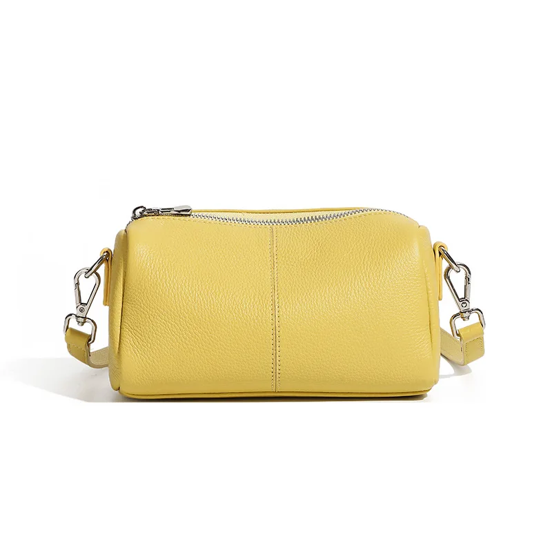 

New Casual Cowhide Women Cylinder Bag Fashion Designer Small Pillow Bag Female Underarm Commuting Shoulder Crossbody Bags