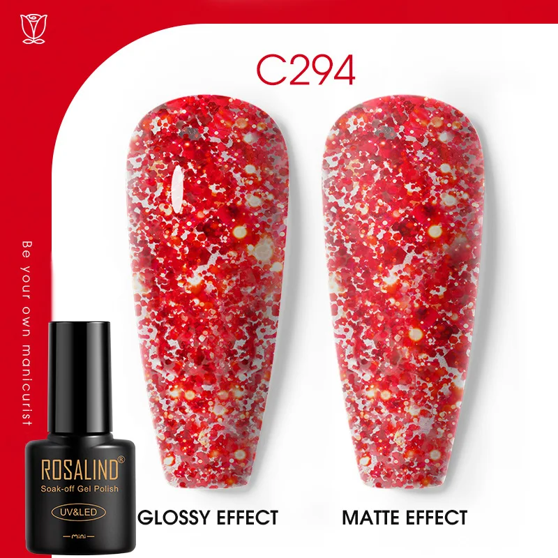 ROSALIND gel nail polish mini 5ML bottle colored glossy topcoat nail polish varnish UV irradiation drying LED lamp.