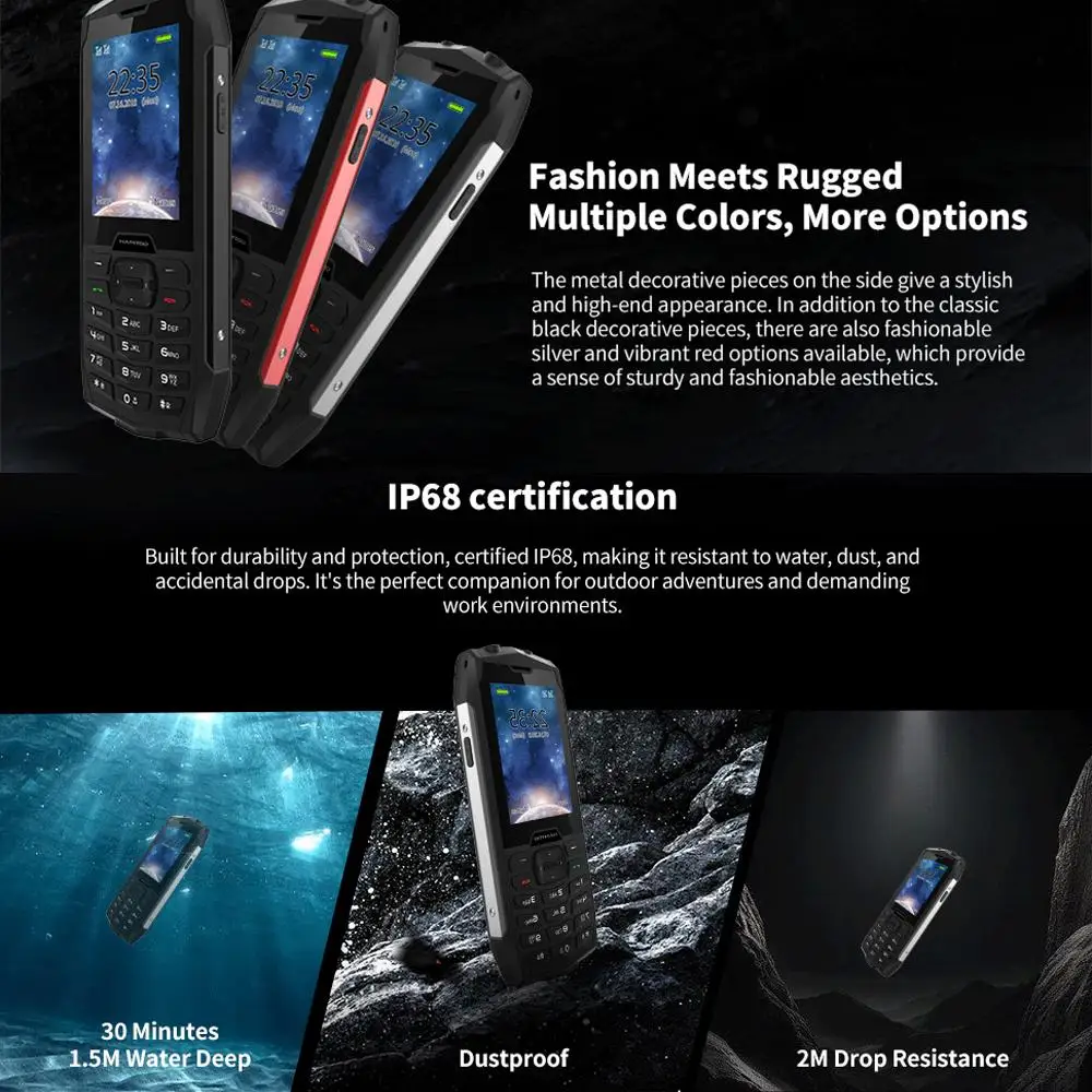 هاتف HAMTOD H3 متين 2.8 بوصة T107 ARM CortexTM A7 128 ميجابايت ROM 48 ميجابايت رام رباعي النواة 1.0 جيجا هرتز 2000 مللي أمبير بطارية 4G VoLTE SOS الهاتف المحمول