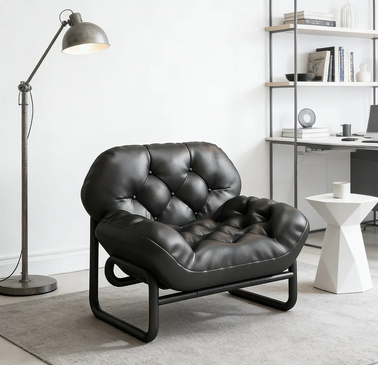Hot Sale Lazy Lounge Chair Anti Slip Adjustable Feet Button Tufted Design Accent Chair Small Apartment