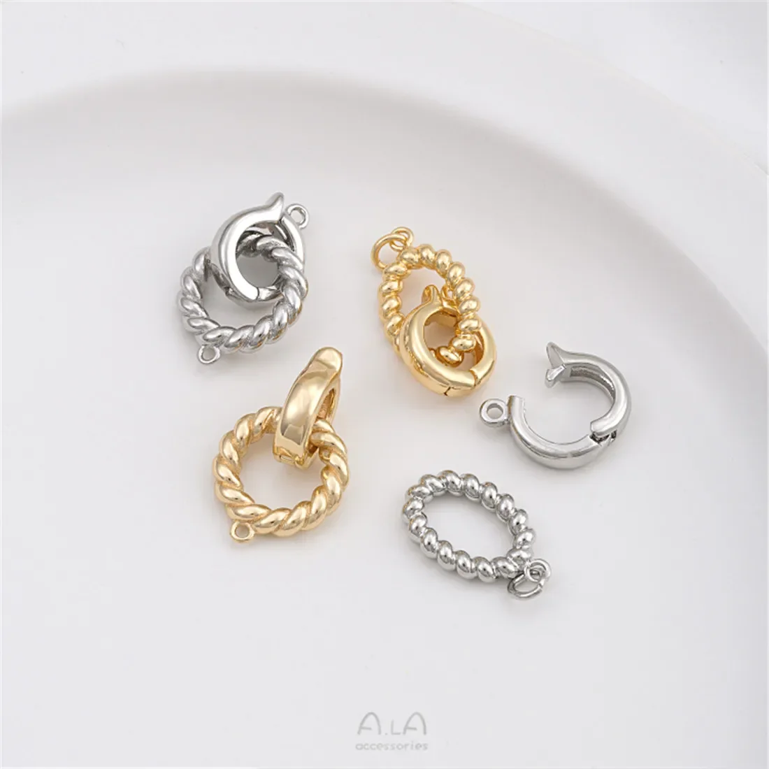 14K الذهب حقيبة العجين المقلي التقلبات زر اللؤلؤ المستديرة زر مستدير اليدوية عقد دي اي واي اكسسوارات نهاية زر الملحقات B991 #3