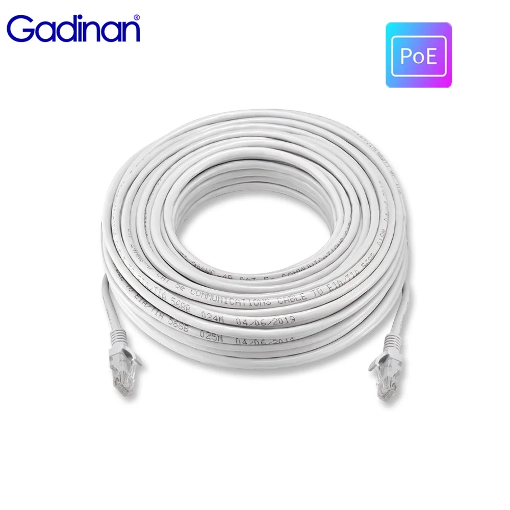 Gadinan-Cable CCTV de 10M, 20M, 30M, 50M, parche CAT5E, red Ethernet, RJ45 LAN, Cable impermeable para exteriores, sistema de cámara IP POE CCTV