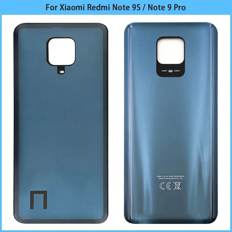 For Xiaomi Redmi Note 9S / Note 9 Pro 64MP Battery Back Cover Rear Door 3D Glass Panel Housing Case Camera lens Adhesive Replace