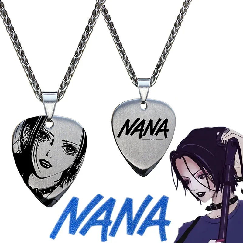 Anime NANA Oosaki Nana Cosplay Necklaces Unisex Alloy Chain Choker Guitar Pick Pendant Jewelry Accessories Props Gift Neck Chain