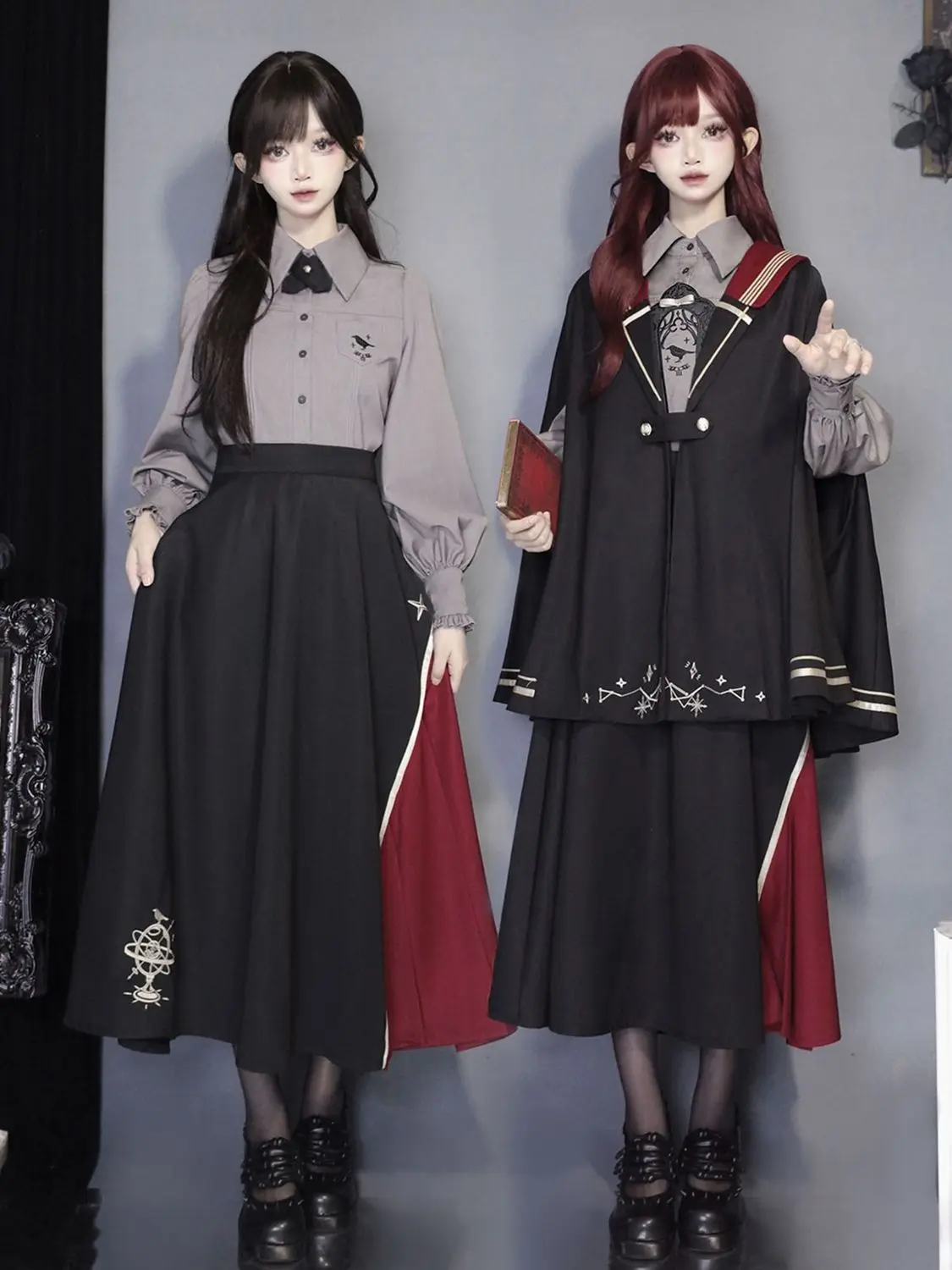 

MAGOGO Autumn Winter British Academy Style Jk Uniform Skirt Sets Women Cute Vintage Long Sleeve Shirt + Cloak + Pleated Skirt