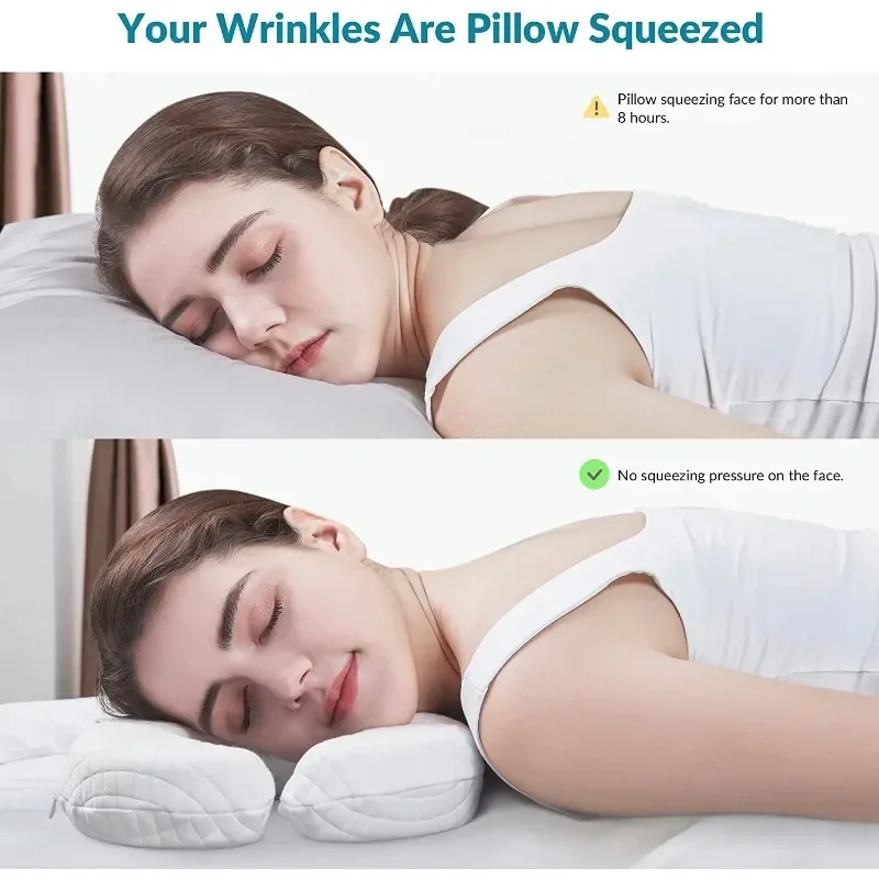 

1 шт., косметическая подушка из пены с эффектом памяти для боковых сна — против морщин и линий шеи, дизайн лица с ортопедической поддержкой шеи