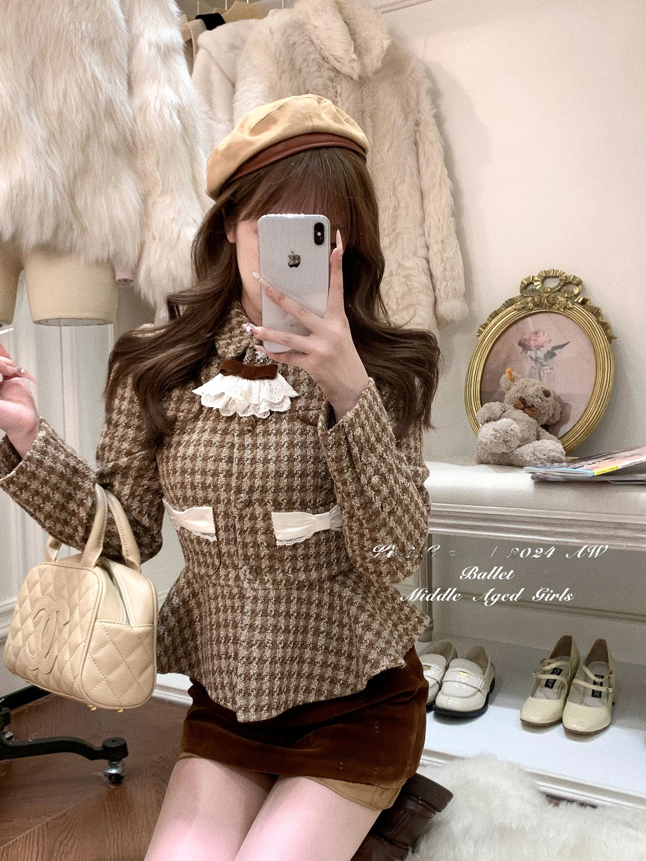 

Kimicoy ort Waist-Cut Design Unique Beautiful Sle Fraance Wind Coat for Women Sweet Sle Polyester Wool Cotton Blend