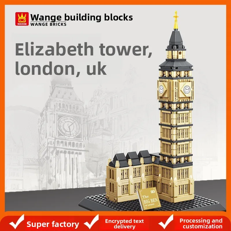 London Big Ben 4-Face Dial Clock Tower Bricks UK Parliament Iconic Landmark Parent-Child Interactive Building Toy Display Decor