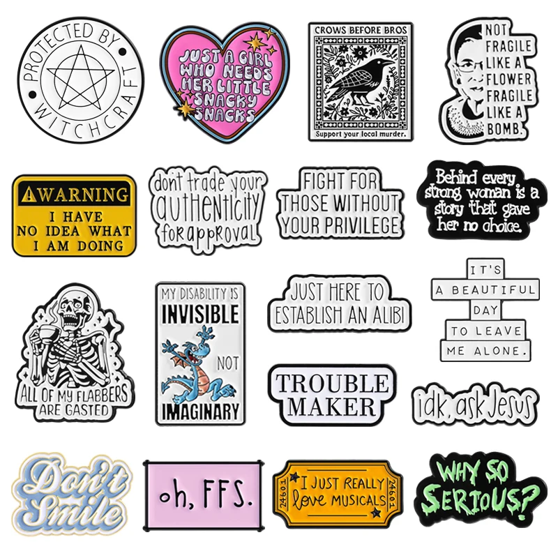 Custom Quote Enamel Pins Feminism Fantasy Anime Peripheral Witchcraft Pagan Brooches Lapel Badge Jewelry Gifts for Friends ﻿