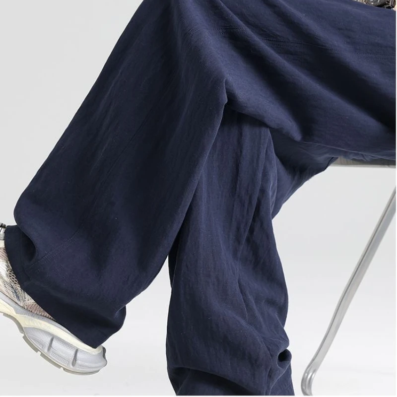 Linen Men Pants Thin Solid Color Casual Comfortable Breathable Pocket Fashion W… - Image 3
