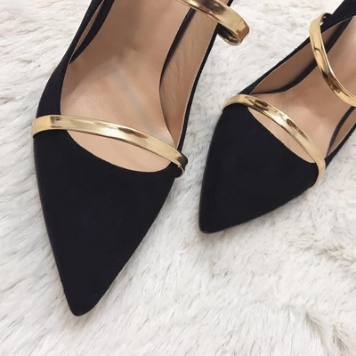 Sexy Double Straps Slingback Pointy Toe Pumps Suede Mules Spring Summer Womens Shoes  High Heel Mixed colors Celebrity Sandals