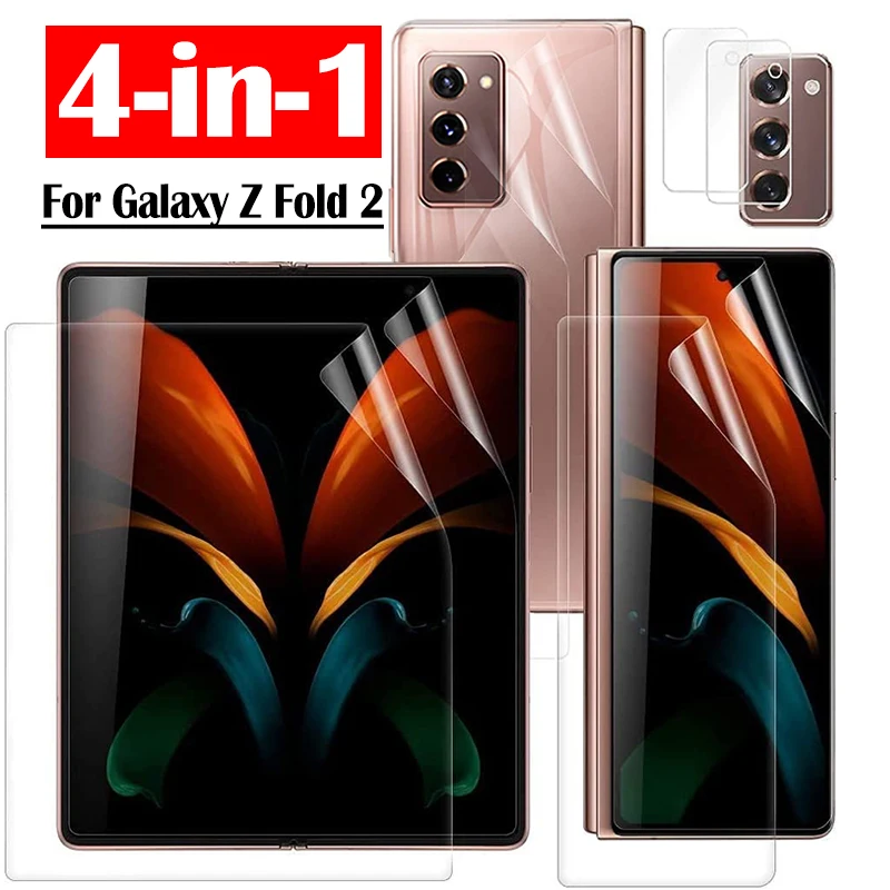 4 In 1 Front Back Hydrogel Film for Samsung Z Fold 2 Soft Screen Protector Tempered Glass Camera Lens Film for Samsung Z Fold 2