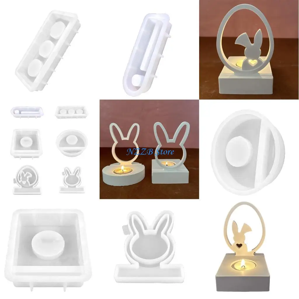 

T21F декоративные подсвечники для изготовления силиконовых форм в форме кролика, подсвечник, полимерная форма, идеально для