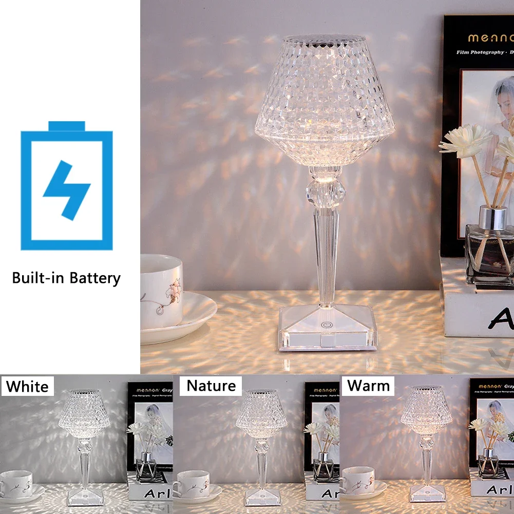 USB Acryl kristal led tafellamp Transparant prisma nachtverlichting Slaapkamer nachtkastje decor ontwerp Mini desktop transparant Bureau la
