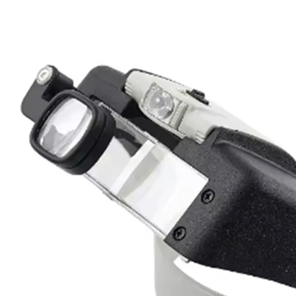 Headband Magnifier with Dual LED Lights and Selectable Magnification 1.5x 3x 6x 8x for Watch Repair and Miniature Assembly