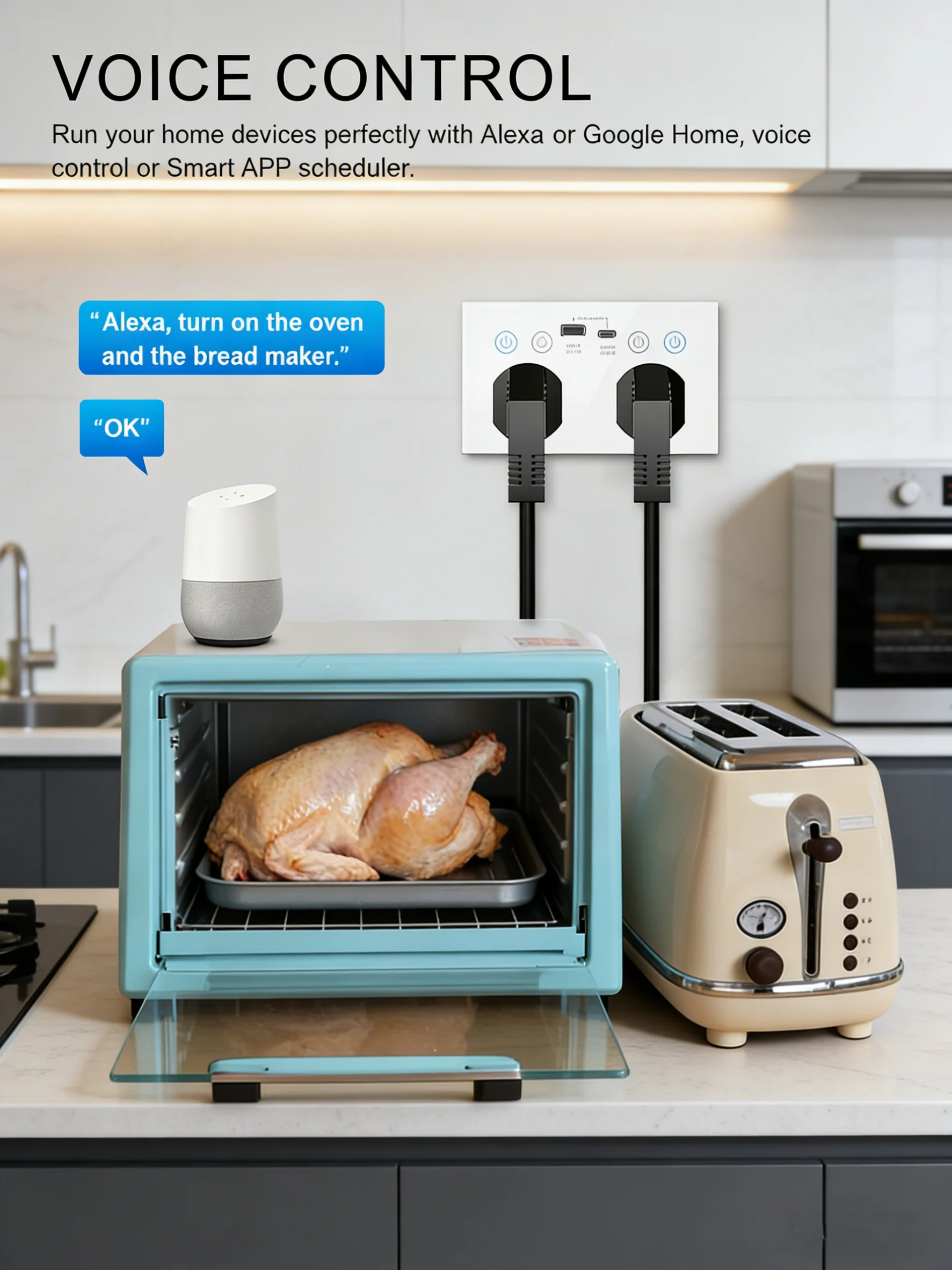 

Новая умная настенная розетка 2026 года — 2 розетки + 2 USB/управление через приложение, огнестойкая/защита от неправильного подключения для дома