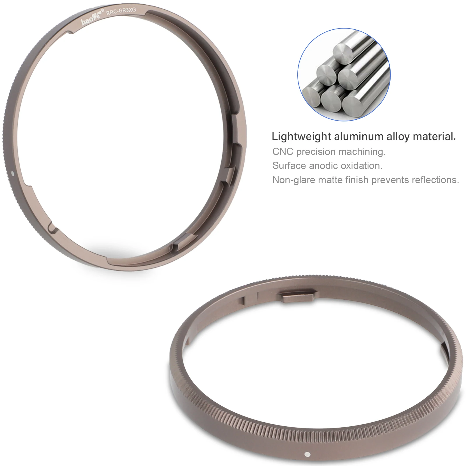 Haoge RRC-GR3XG Dark สีเทาโลหะตกแต่งแหวนสำหรับ RICOH GR3X/GRIIIX กล้องแทนที่ GN-2