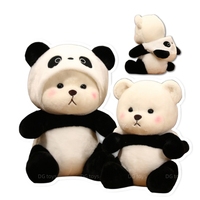 25-60cm Giant Teddy Bear Cosplay Panda Dinosaur Chick Bunny Pig Kawaii Hooded Cartoon Animals Plushie Pillow  Sit Kids Birthday