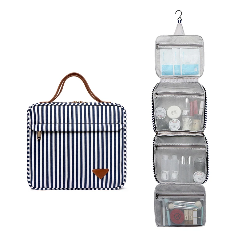 Hanging Travel Toiletry Wash Bag Women Waterproof Canvas Cosmetic Makeup Organizer with 1 Sturdy Hook for Men Girls