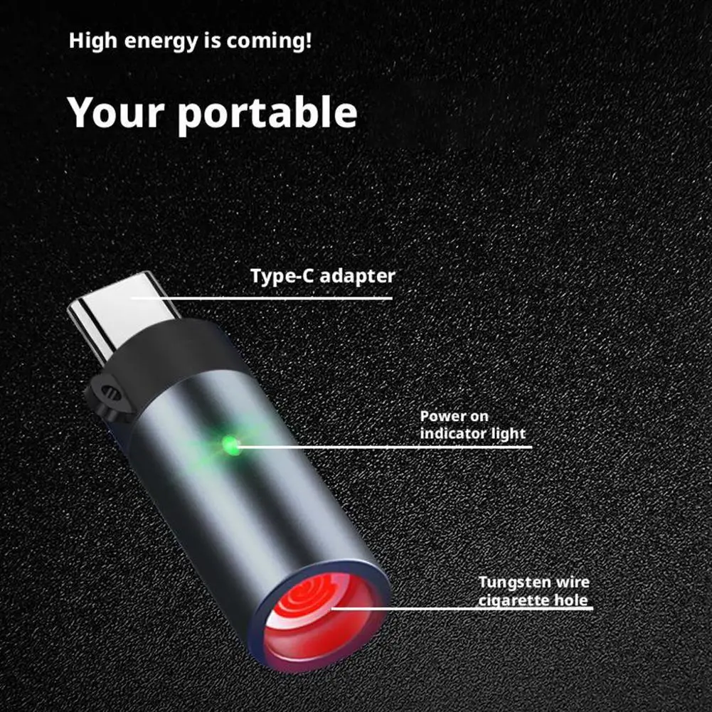 ولاعة قوس صغيرة قابلة لإعادة الشحن USB-C، مقاومة للرياح وموفرة للطاقة، ولاعة كهربائية محمولة للتخييم في الهواء الطلق، السيارة، الشموع