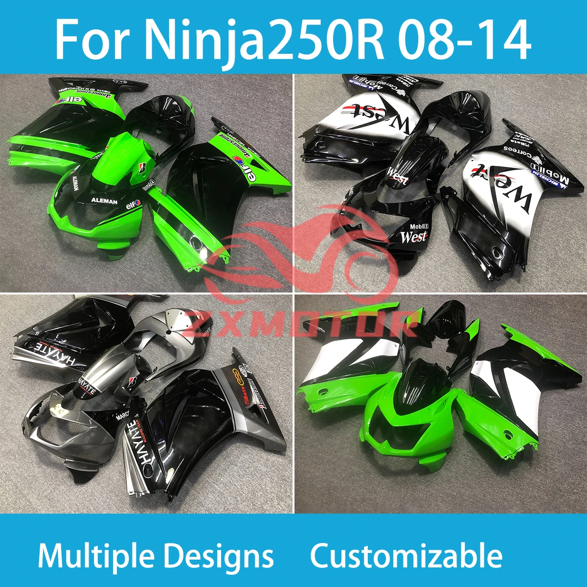 

Прочные обтекатели для Kawasaki Ninja 250R 08-14, комплект обтекателей для мотоцикла Ninja250R 2008-2013 2014