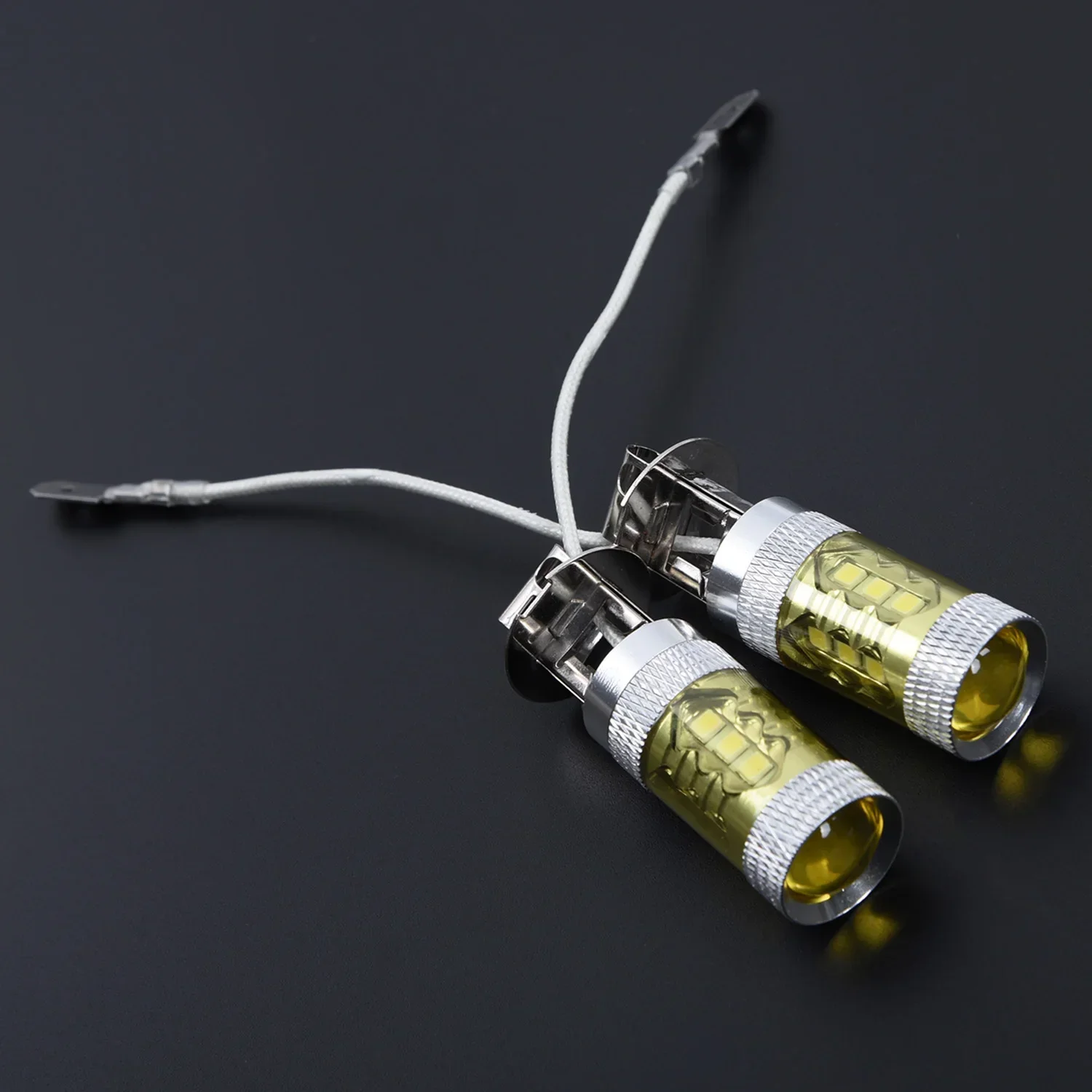 2pcs 12-24V H3 80W 16SMD LED Car Fog Light Bulb Turn Signal Lamp Bulbs Universal Yellow High Power Truck Car Accessories