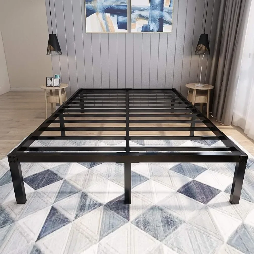 18-inch platform bed frame, easy-to-assemble mattress base, 3000 pounds of heavy-duty steel slats, noiseless,no springs required