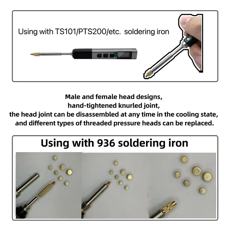 Комплект термовставки, гайки, железные жала TS100, вставка паяльного жала, внутренняя резьбовая головка для TS101 PTS200 PTS201 для 3D-принтера
