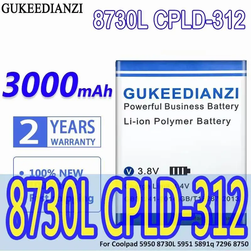 

Mobile Phone Battery Premium Replacement For Coolpad 5950 8730L 5951 5891Q 7296 8750 Cpld-312 3000Mah
