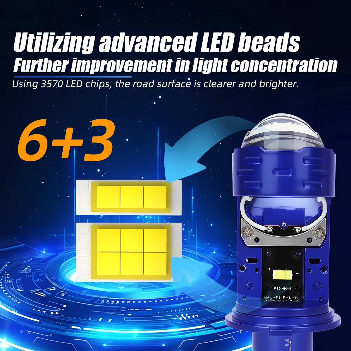 1PC H4 LED Mini Projector Lens High And Low Beam Dual Color Headlight Bulb Blue Shell DRL Driving Lamp Red Blue With Turbo Fan