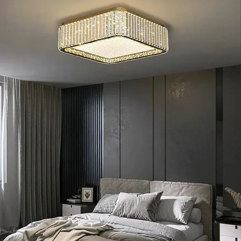 

Luxury Crystal Ceiling Lamp LED Villa Bedroom Babysbreath for Living Room Dining Room Kitchen Top Hanging Lights Home Decoration