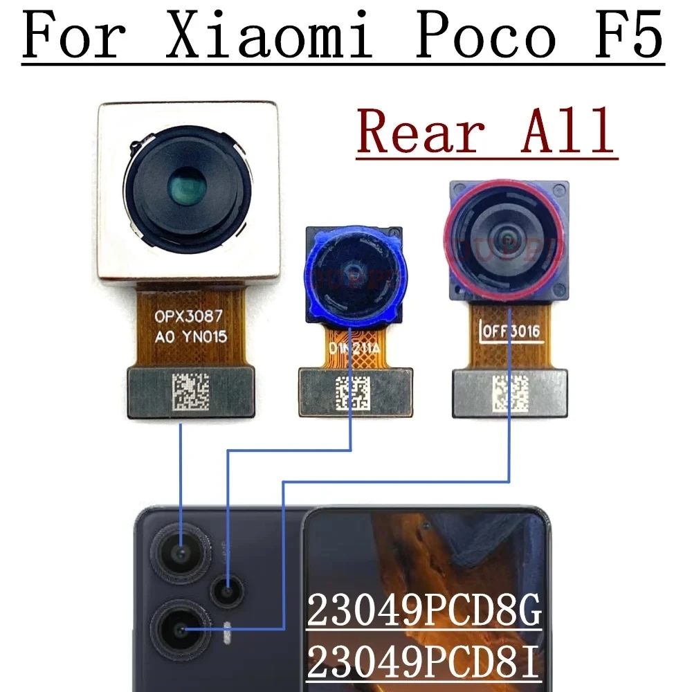 Back Facing Main Front Camera For Xiaomi Mi Poco F5 23049PCD8G, 23049PCD8I Ultrawide Macro Rear Camera Module Flex Cable