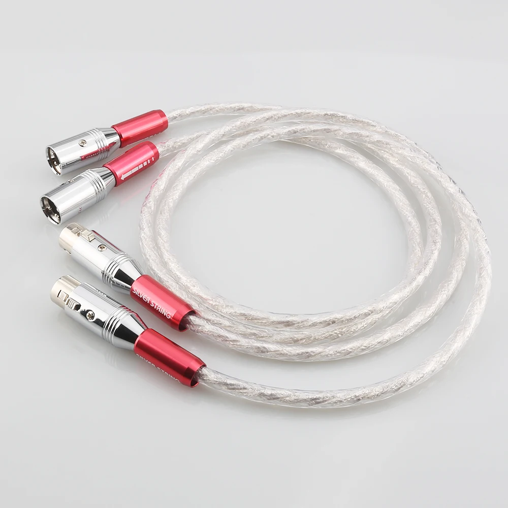 Pair 6N Silver Audio Video cable 1.5M XLR Cable Signature XLR Red Female Plug AES/EBU Digital Audio Cable