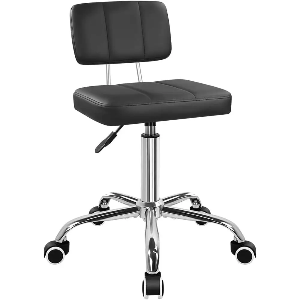 

Simple Square Oice Chair with Back 360 Swivel Stool Chair with Wheels Height Adjustable Stool or Home Work Shop Task Spa Black