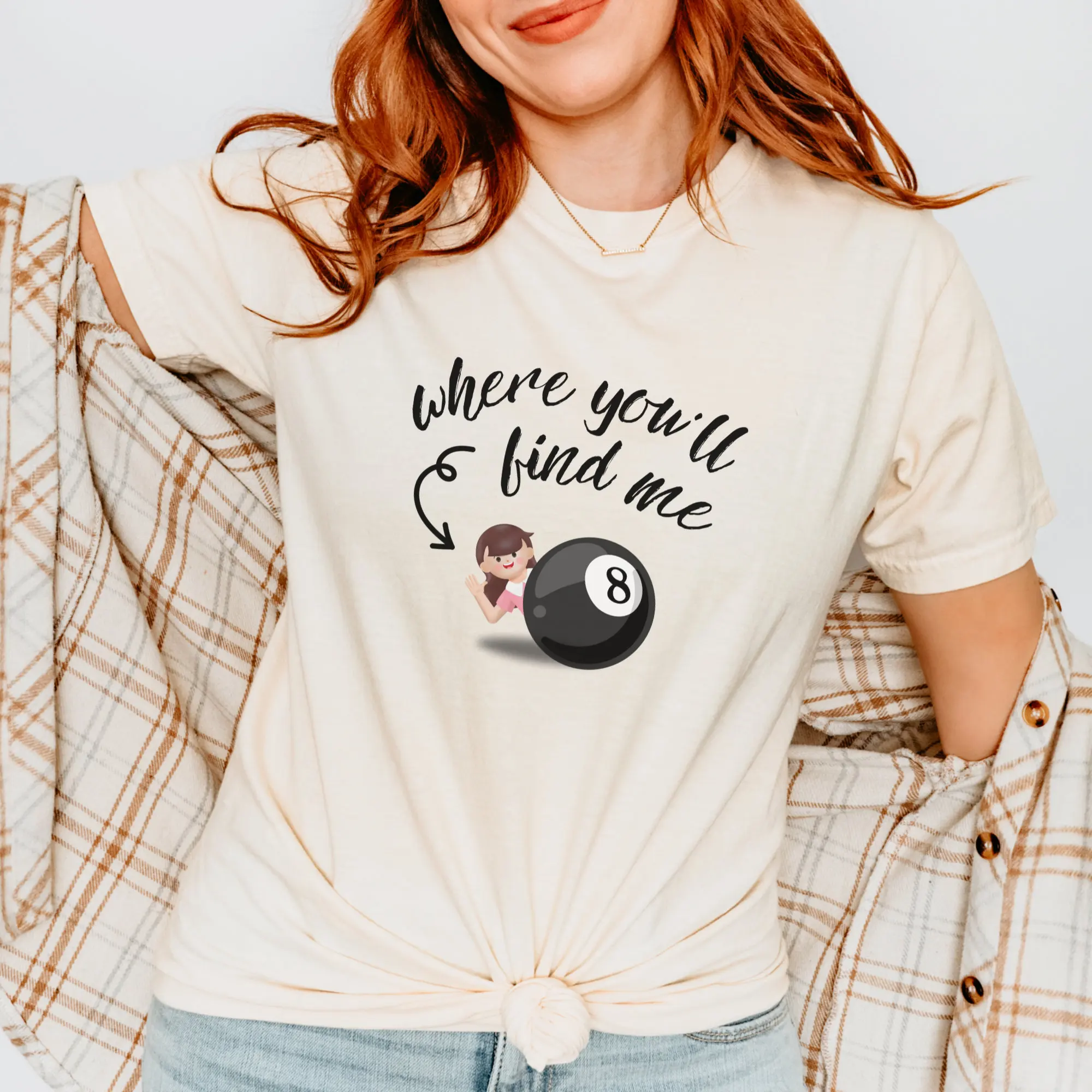 Funny Women's T Shirt Behind the Eight Ball Fun 8 Humorous Anxiety Stressed Out Overwhelmed Comfort Colors Cotton