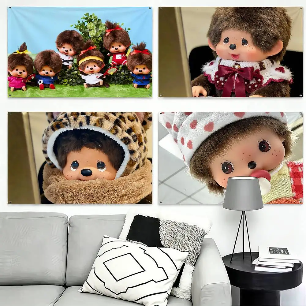 

Cute M-MonchhichiS Funny Flags for Bedrooms Home Decor Items Outdoor Decors Garage Decoration Flaga