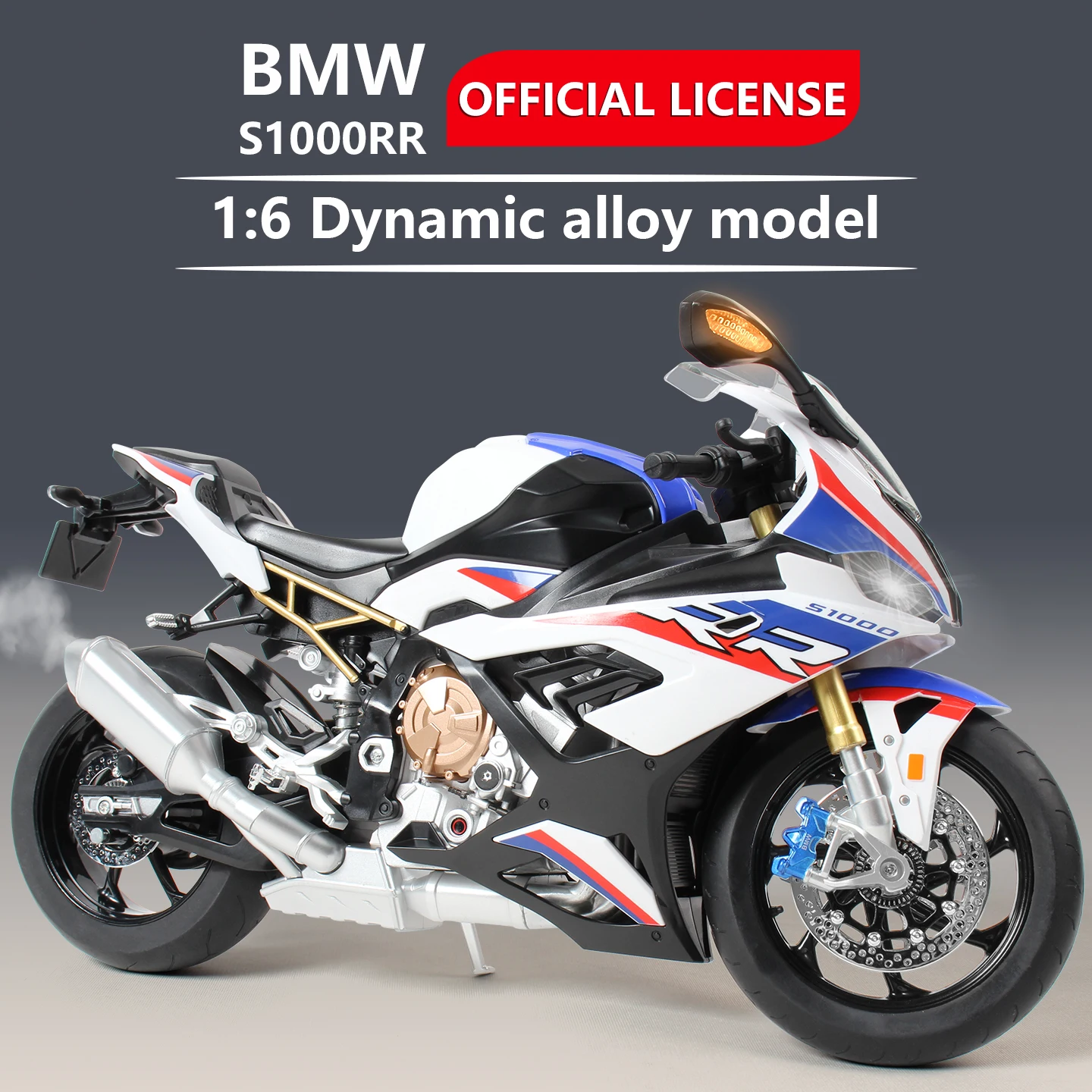 Officially Licensed BMW-S1000RR Motorcycle 1:6 Alloy Metal Diecast Model Sport Superbike Collectibles Toy Simulate Spray Light - view 6