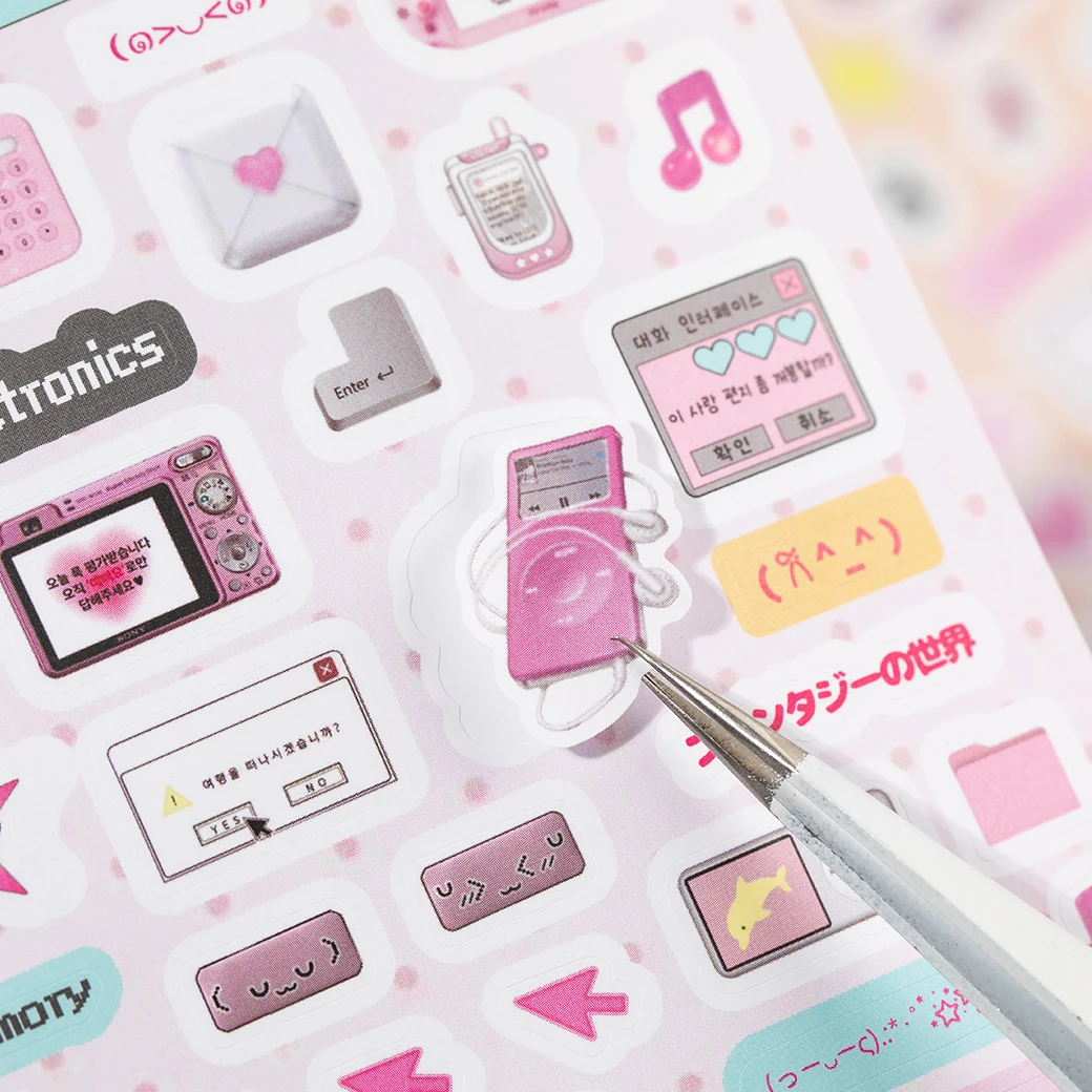 20sheets Kawaii Ins Word Pixel Small Pattern Die Cutting Stickers Book DIY Diary Phone Case Creative Scrapbook Aesthetic Sticker